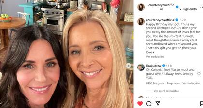 Cox felicitó a la cumpleañera con una foto que incluyó un guiño a Friends