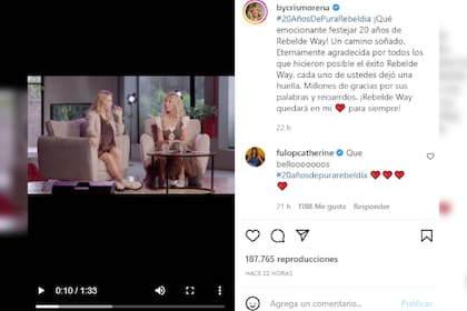 Cris Morena festejó en Instagram (Foto Instagram @bycrismorena)