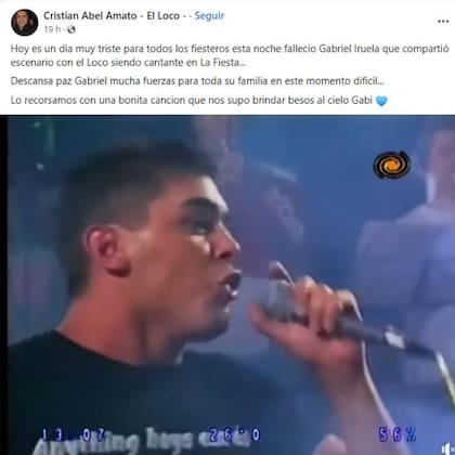 Cristian Amato, colega de Gabriel Iruela, lo despidió en las redes sociales