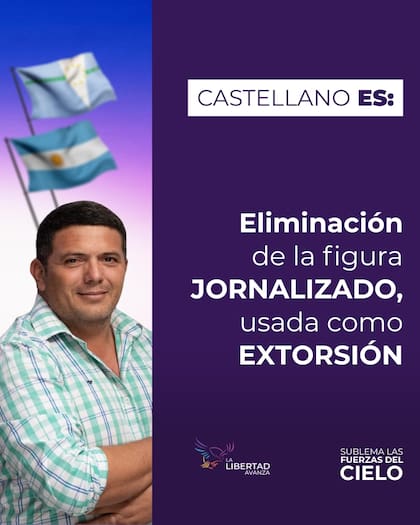 Cristian Castellanos, tercer candidato a diputado provincial por LLA; fue dirigente de la CCC