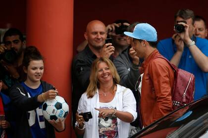 Cristiano en su llegada a la concentración de Portugal