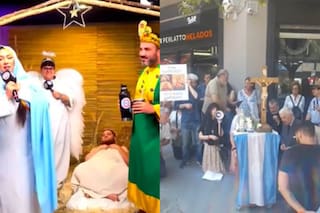 Una agrupación católica se manifestó en la puerta de Olga contra el sketch del pesebre