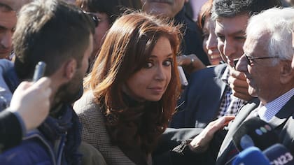 Cristina Kirchner, ayer, en Comodoro Py