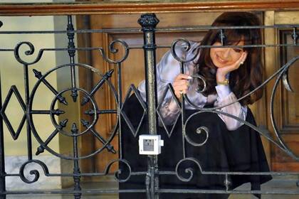 Cristina Kirchner en la Casa Rosada en 2014 tras la emisión de un duro discurso contra Griesa luego de que la Argentina se declarara en desacato