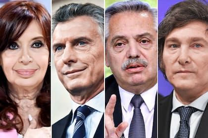Cristina Kirchner, Mauricio Macri, Alberto Fernández y Javier Milei