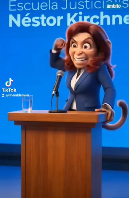 Cristina Kirchner representada como una mona