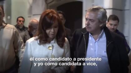 Cristina Kirchner y Alberto Fernández, en una captura del video que sirvió de anuncio para la fórmula presidencial en 2019