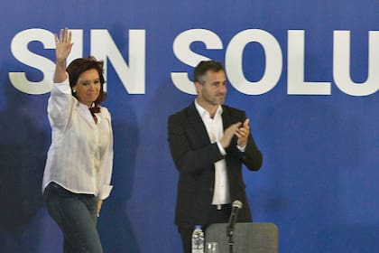 Cristina Kirchner y el intendente Federico Achaval, en el acto de la UOM en Pilar