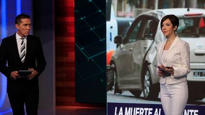 Cristina Pérez y Rodolfo Barili, durante el noticiero