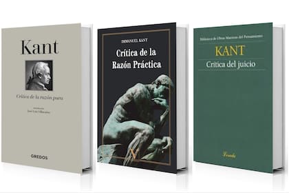 Crítica de la razón pura, Crítica de la razón práctica y Crítica del juicio, obras de Kant