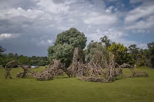 "Cronoforma": la gigantesca obra hecha con ramas de poda que se sumó al parque escultórico de Pinamar