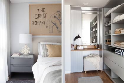 Cuadro de arpillera bordado a mano (Estudio Polonia). Respaldo en lino natural (De Levie). Almohadones de tussor y tejido (Tienda Mayor). Mesas de petiribí (Carpintero Roberto Ruiz para DIPA Arquitectos). Veladores (Landmark). Alfombra (Mihran).