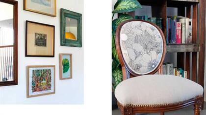 Cuadro Palma de Chimi $484 / Tela para retapizar la silla de Amare la Stampa $350 el metro