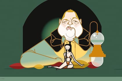 Cuando le pidieron un retrato de Harvey Weinstein, Costhanzo decidió hacerlo como Jabba el Hutt, el sapo gigante de Star Wars