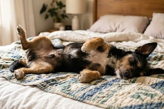 Dormir “patas para arriba”: el significado oculto de la posición más insólita de tu perro
