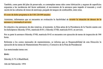 ¿Cuánto cuesta mantener al Tango 01 en tierra a la espera de la reparación? Documentos oficiales ubican ese número en torno de los US$220.000 anuales.