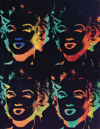 "Cuatro Marilyns Multicoloreadas" (1979-1986), de la serie "Inversión", de Andy Warhol
