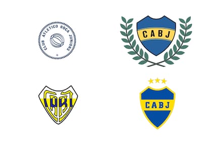 Cuatro versiones no oficiales: el primer sello institucional de Boca, utilizado para correspondencia (1905), uno con laureles creado por una revista partidaria para el cincuentenario (1955), un logo utilizado en los carnets y en las Memoria y Balance (1925) y el escudo no oficial utilizado en el segundo semestre de 2007, con las tres estrellas arriba, para destacar los títulos mundiales logrados (www.historiadeboca.com.ar)