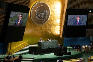 El canciller cubano, Bruno Rodríguez, habla en la ONU