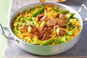 Curry de lentejas con chauchas