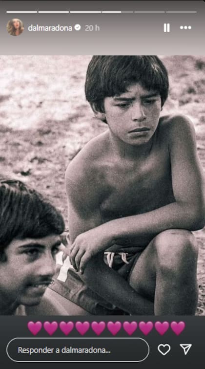 Dalma Maradona agregó postales de su padre cuando era pequeño (Foto: Instagram @dalmamaradona)