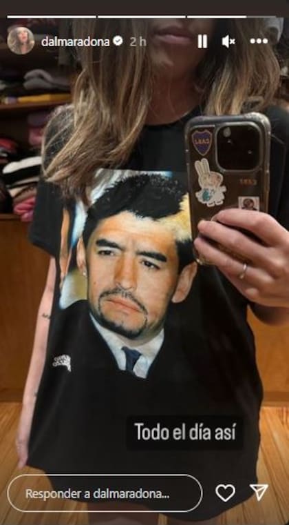Dalma Maradona mostró la remera que se puso para homenajear a su padre