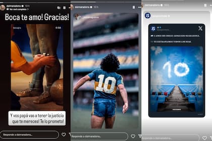 Dalma Maradona recordó a su padre en las redes sociales; compartió el video que publicó Boca Juniors e mensajes de fanáticos (Foto: Instagram @dalmaradona)