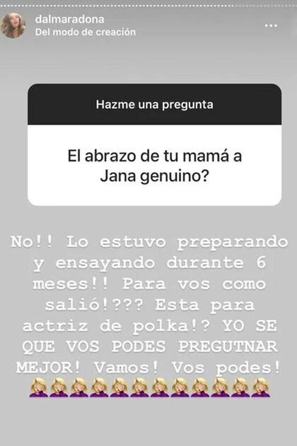 Dalma Maradona y su irónica respuesta sobre el abrazo de su madre con Jana