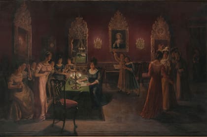 Damas Patricias constituidas en Sociedad Patriótica en casa de Escalada, de José Gerompini.