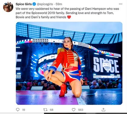 Danielle Hampson participó como bailarina durante la gira de las Spice Girls en 2019 (Crédito: Twitter/@spicegirls)