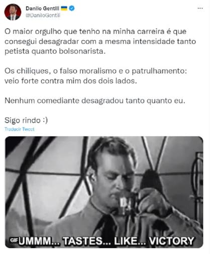 Danilo Gentili celebró la censura en Twitter: "El mayor orgullo"