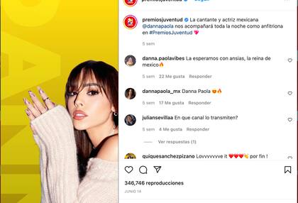 Danna Paola será host de los Premios Juventud 2022