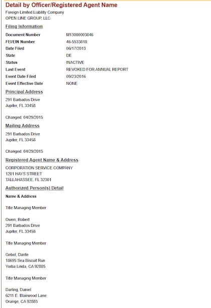 Dante Gebel y Daniel Darling compartieron Open Line Group LLC entre 2013 y 2016