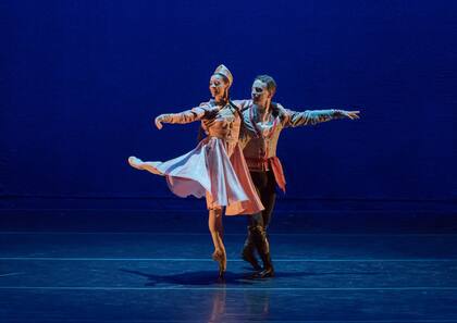 Carolina Basualdo y Manuel Martínez, la pareja que en representación del Ballet del Sur de Bahía Blanca participó de la función con Gayané, de Ricardo Alfonso