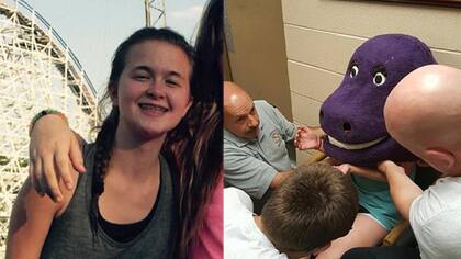 Darby con y sin la máscara de Barney