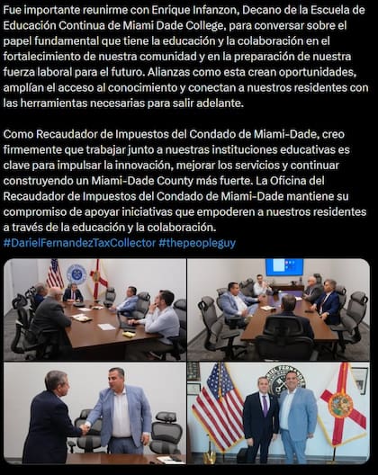 Dariel Fernández destacó la importancia de un nuevo acuerdo en Miami-Dade