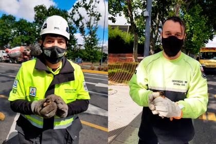 Darío Alarcón (izquierda) y Emiliano Bogado (derecha), los operadores de respuesta de Defensa Civil que participaron del operativo