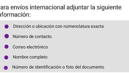 Datos que solicitan criminales para enviar la encomienda por empresas de mensajería. (Foto: Cortesía EL TIEMPO)