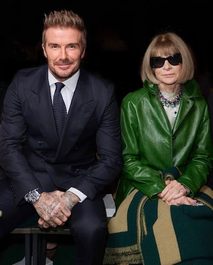 David Beckham y Anna Wintour, editora de Vogue y muy amiga de la familia.