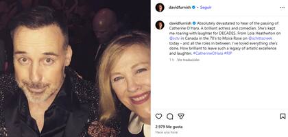David Furnish tuvo sentidas palabras para Catherine O’Hara