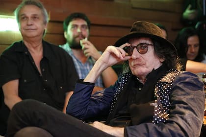 David Lebón y Charly García durante la conferencia de prensa de febrero, cuando se recuperó el catálogo Music hall