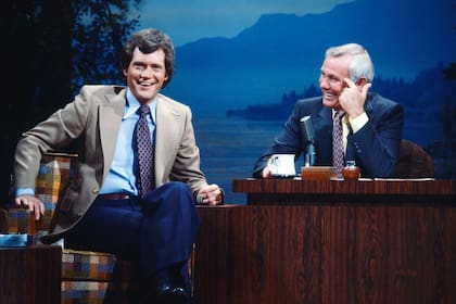 David Letterman junto a Johnny Carson, en 1979
