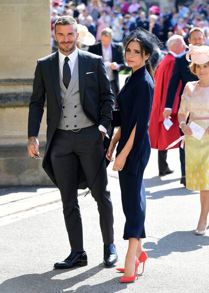 David y Victoria Beckham en la boda de los duques de Sussex, el 19 de mayo de 2018, en Londres