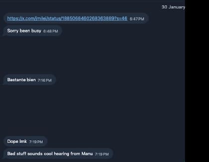 Davis se jactaba de haber estado con Milei el 30 de enero