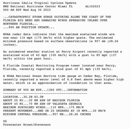 De acuerdo con el Centro Nacional de Huracanes, la costa del Big Bend sufre marejadas ciclónicas catastróficas