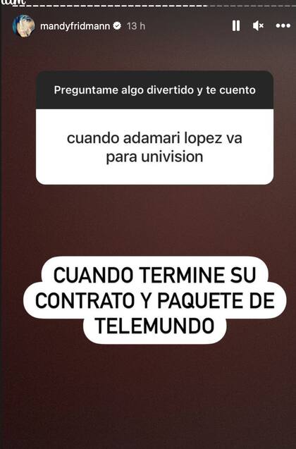 De acuerdo con la periodista, Adamari entraría a Univision cuando termine su contrato con Telemundo