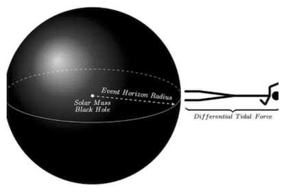 De esta forma sería el ingreso de una persona a un agujero negro      Foto: Gentileza (Leo y Shanshan Rodríguez / CC BY-ND)