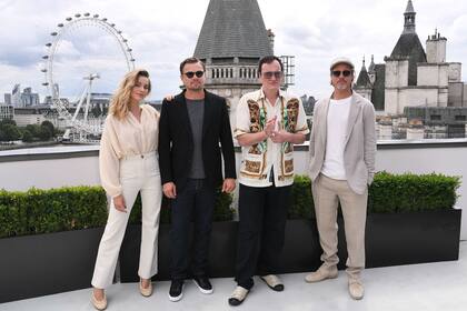 De gira. Margot Robbie, Leonardo DiCaprio, Quentin Tarantino y Brad Pitt continúan promocionando el film Había una vez en Hollywood, y pasaron por Londres