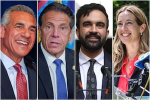 De izq. a dcha., los candidatos Jack Ciattarelli (NJ), Andrew Cuomo (NY), Zohran Mamdani (NY) y Mikie Sherrill (NJ)