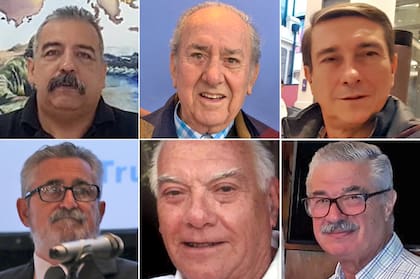 De izquierda a derecha, de arriba a abajo: Oscar Vasquez, Washington Bárcena, Rafael Rey Alvarez, Eugenio Facchin Horacio Grassi, Alberto Deluchi Levene.